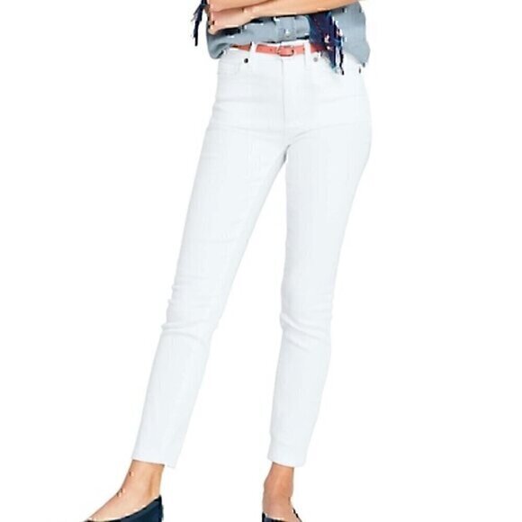 LANDS' END High Rise Slim Ankle Jean White Light Wash? High Waisted Cropped Crop - Picture 1 of 12